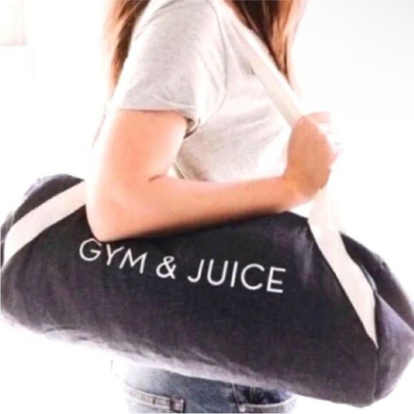 GYM & JUICE Denim Look Gym Bag Duffel - Picture 1 of 10